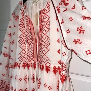 Gorgeous cream and red summer dress